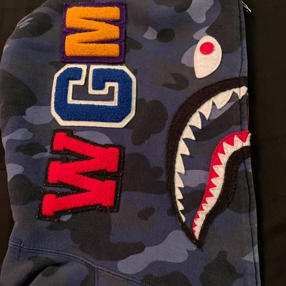 Bape Split Shark Hoodie Blue/Purple Camo - Picture 10 of 12
